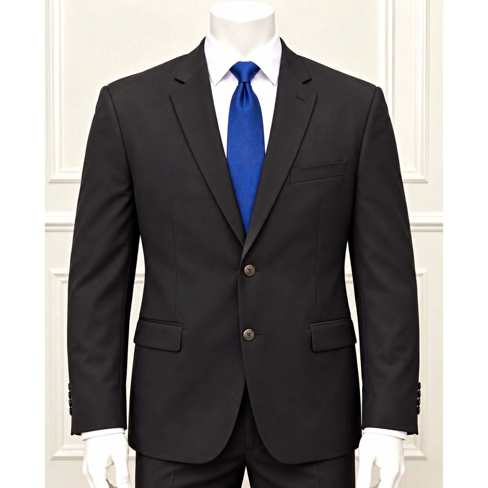 RALPH LAUREN CHAPS Men's Wool Suit Jacket Black 44R 2 Button Notch Lapel